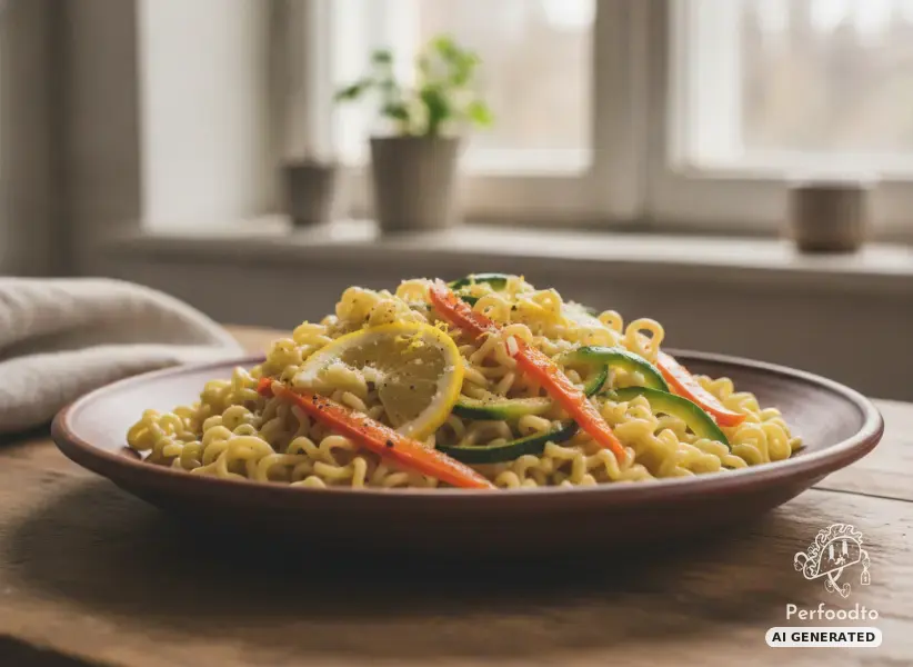 Cremige Zitronen Pasta mit Zucchini und Spitzpaprika