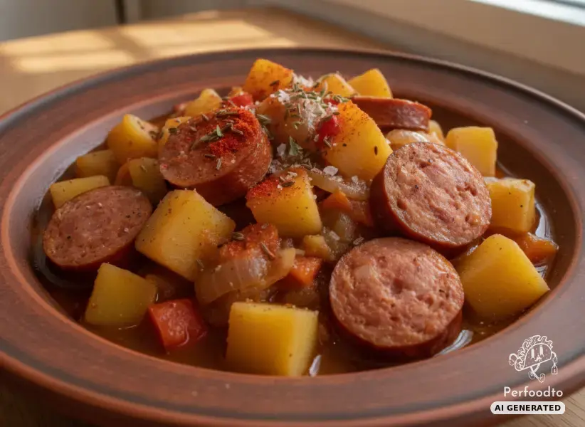 Erdäpfelgulasch mit Burenwurst