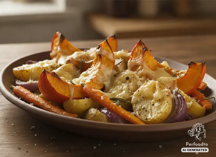 Gebackener Kürbis mit Erdäpfeln und Bergkäse