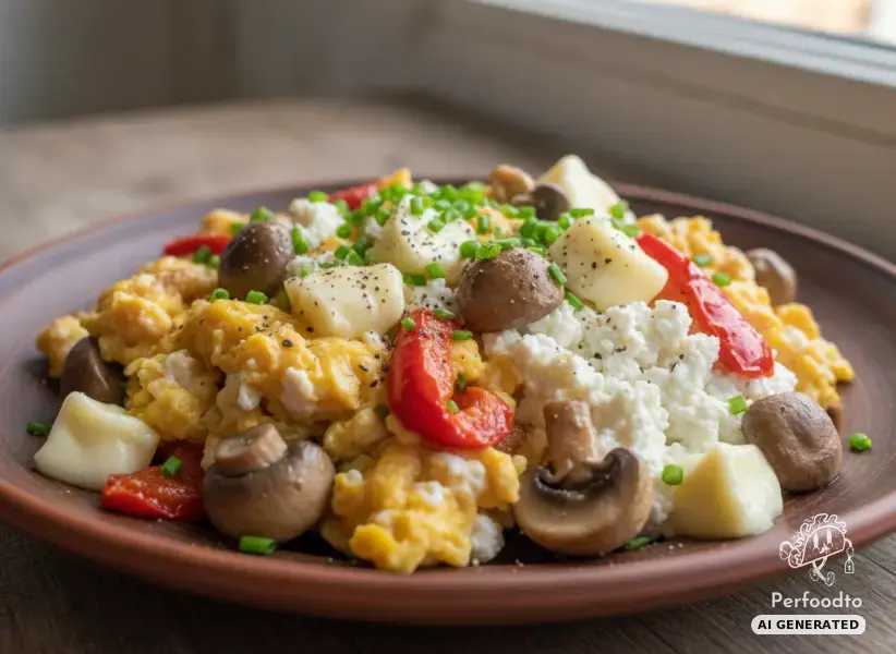 Deftige Eierspeise mit Topfen und Champignons