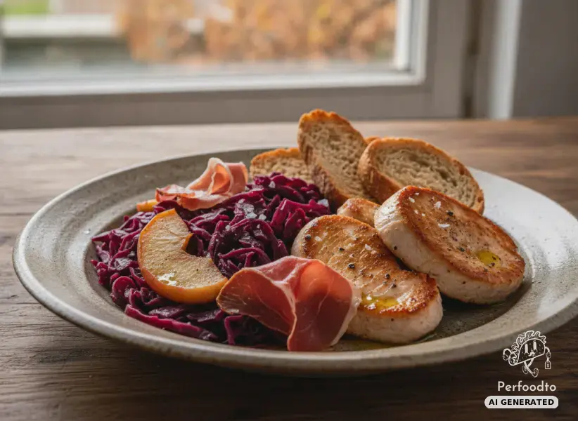 Herbstliches Rotkraut mit Apfel und zarten Putenmedaillons
