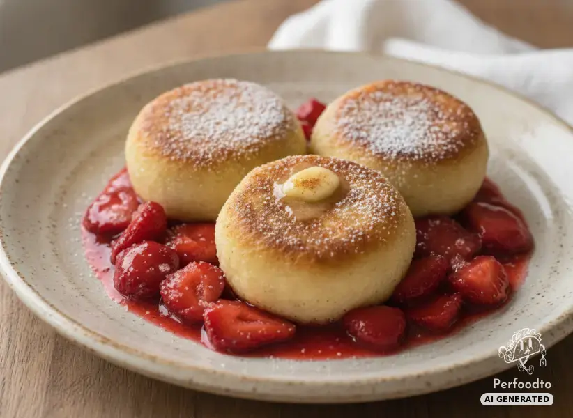 Old Viennese Curd Dumplings with Strawberry Compote