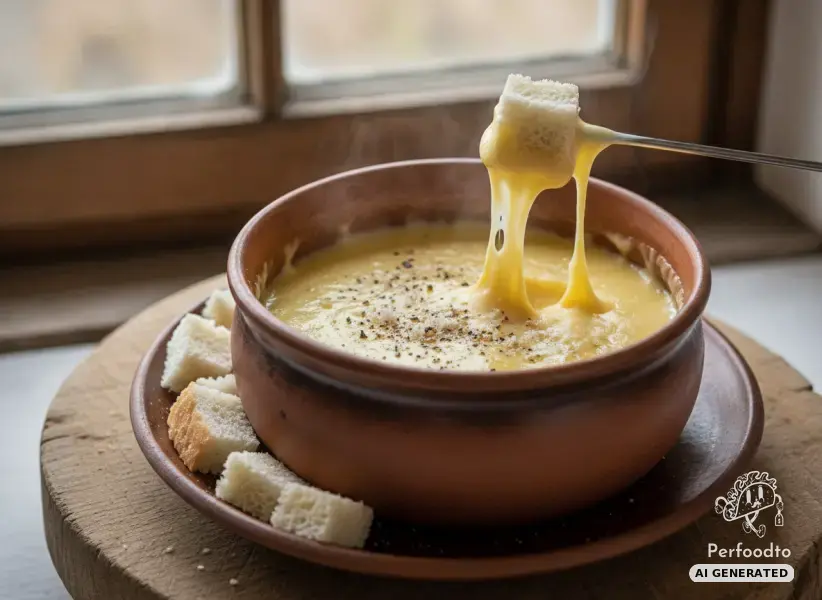 Kräftiges Käsefondue mit zweierlei Schnittkäse
