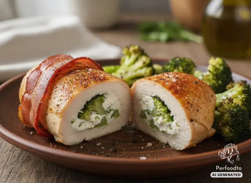 Stuffed chicken breast with cream cheese and broccoli