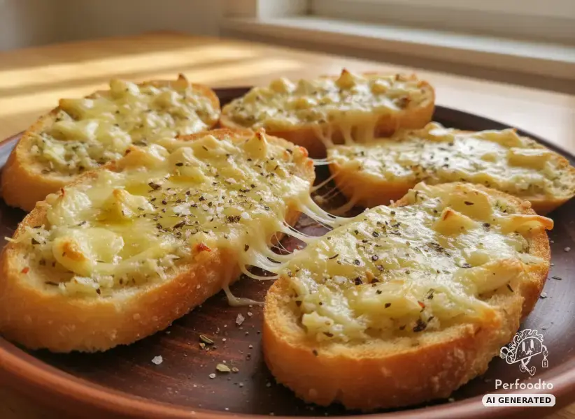 Überbackenes Knoblauchbrot mit geschmolzenem Käse