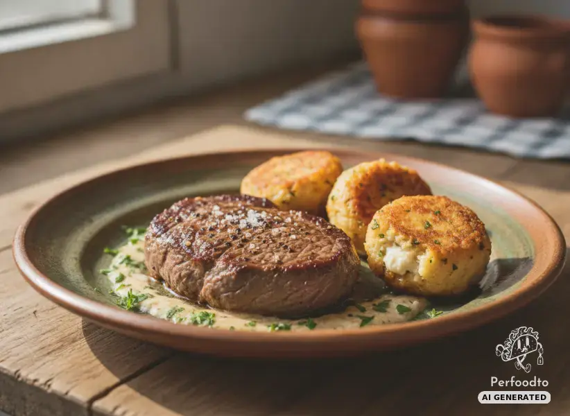 Juicy pasture raised beef minute steak with savory dumplings