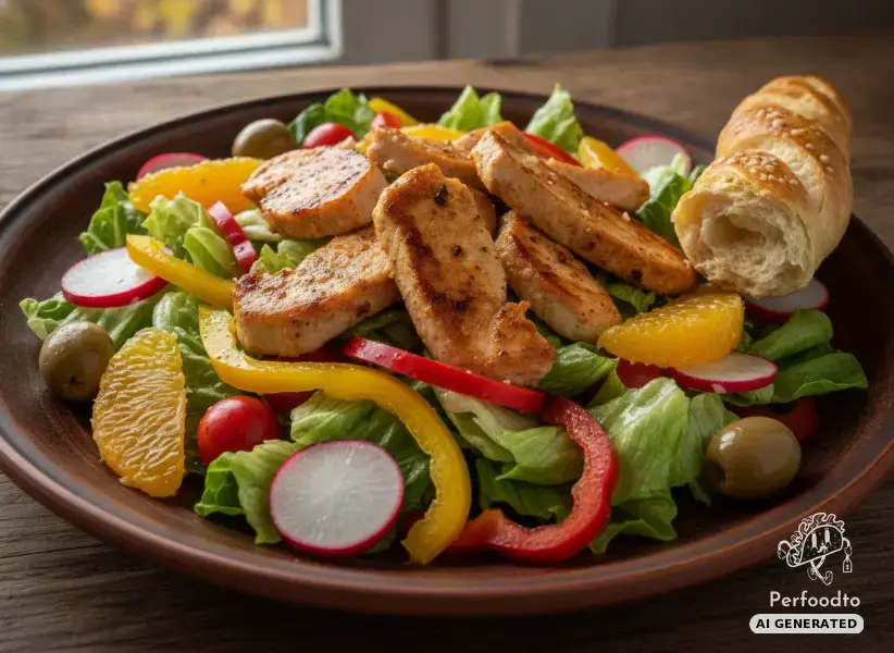 Bunter Herbstsalat mit gebratener Putenbrust und Orangen