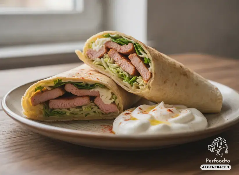 Gefüllte Tortilla Wraps mit Putensteaks und griechischem Joghurt