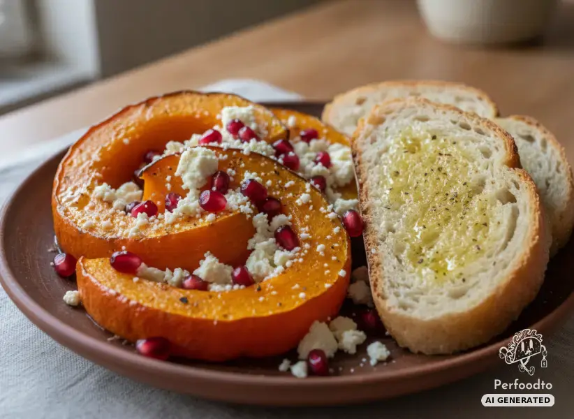 Herbstlicher Ofenkürbis mit Hirtenkäse und Granatapfel