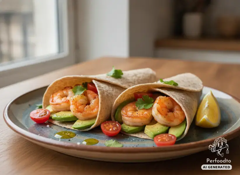 Whole Wheat Wraps with King Prawns and Avocado