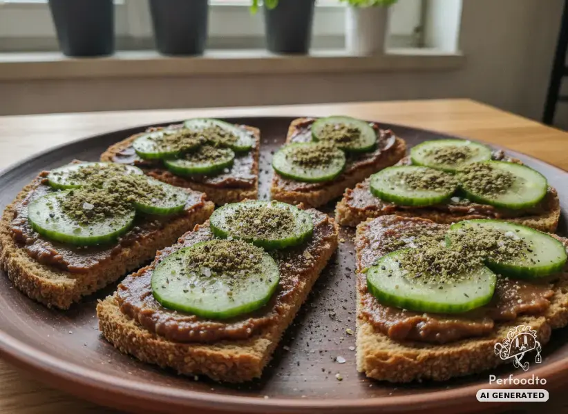 Knäckebrot mit Dattelaufstrich und Gurke