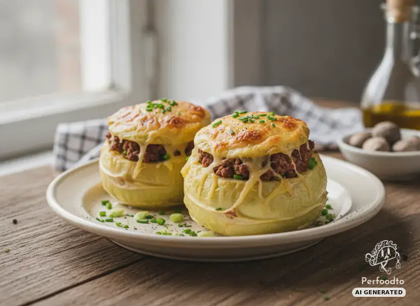 Gefüllter Kohlrabi mit Faschiertem und Gouda