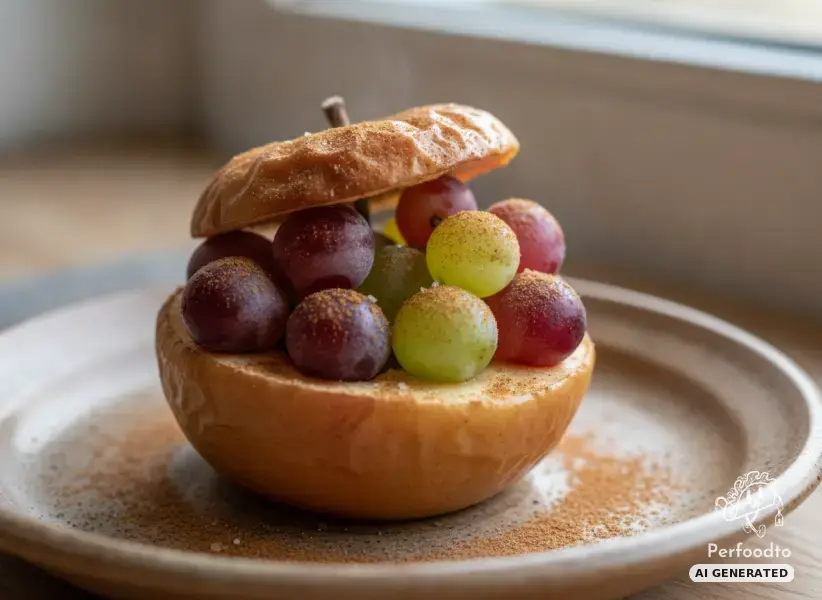 Warmer Bratapfel mit süßen Trauben und Zimt
