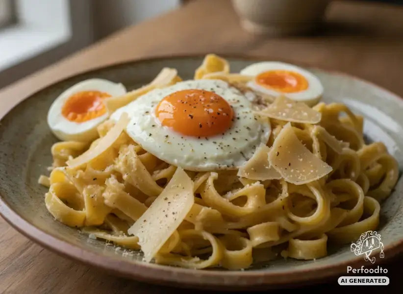Pasta with smoked cheese and egg