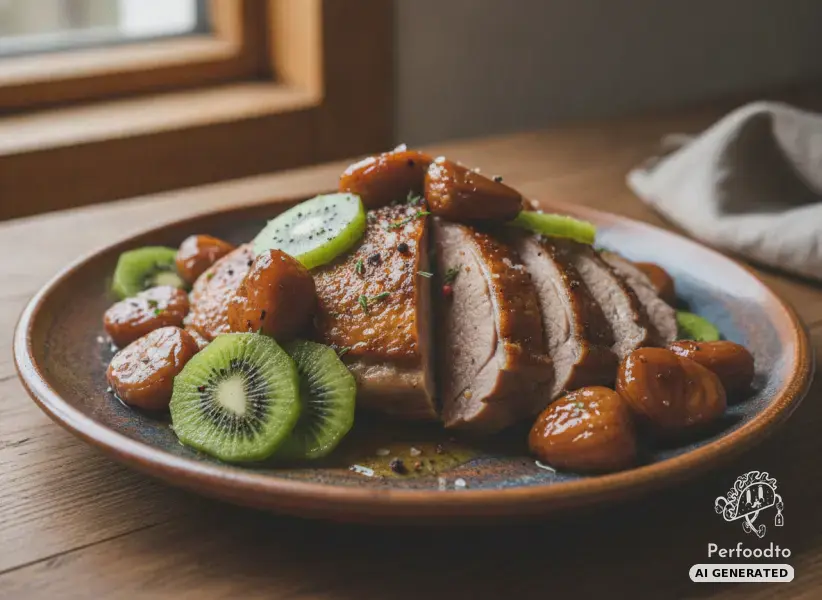 Roasted pasture-raised goose with caramelized chestnuts