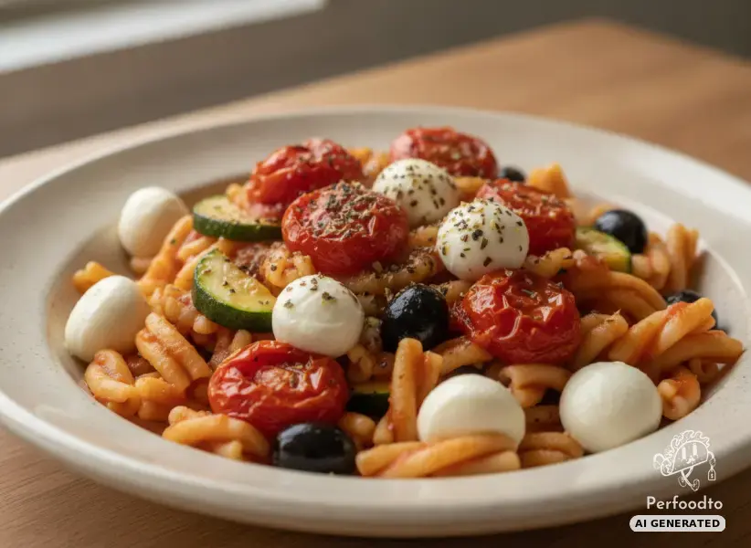 Italian Pasta with Braised Tomatoes and Mozzarella
