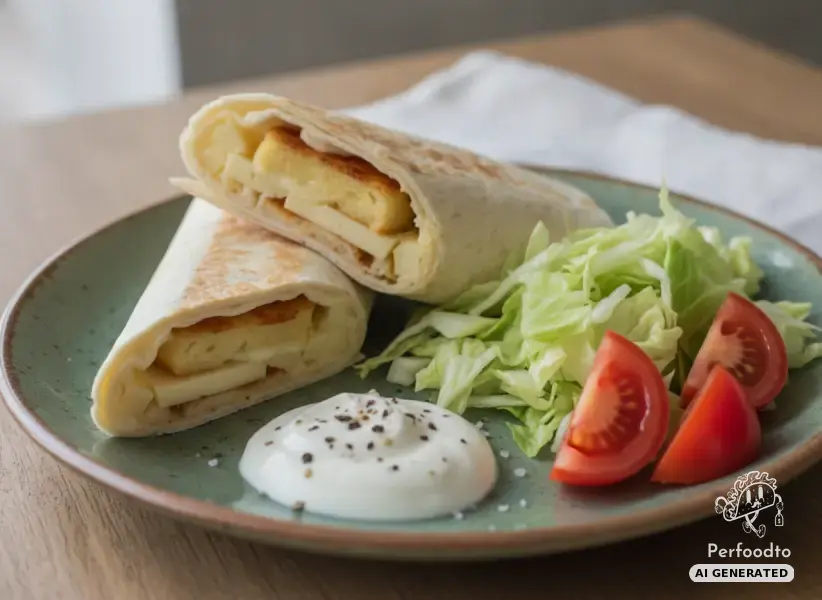 Vegetarian wraps with baked cheese