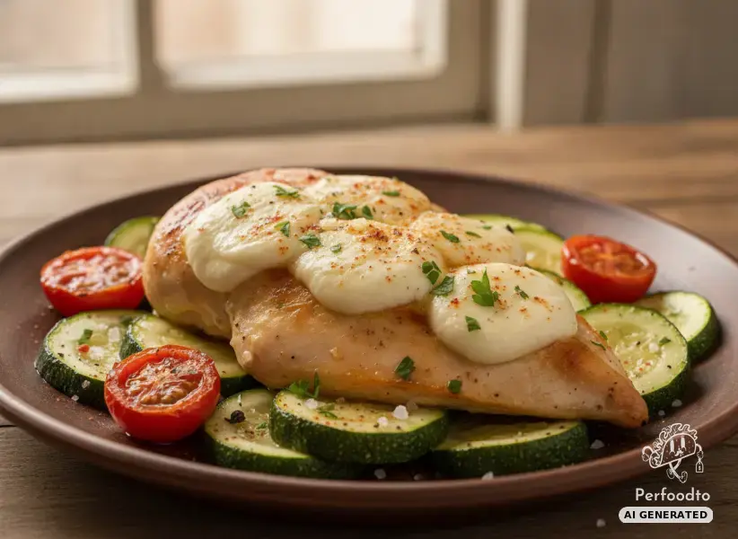 Baked chicken breast with zucchini and tomatoes