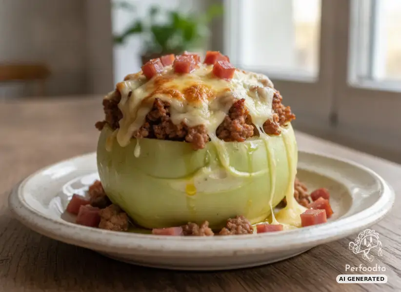 Stuffed kohlrabi with minced meat and mozzarella