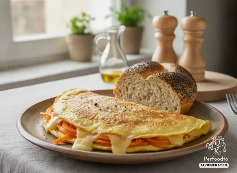 Organic omelet with carrots and gouda