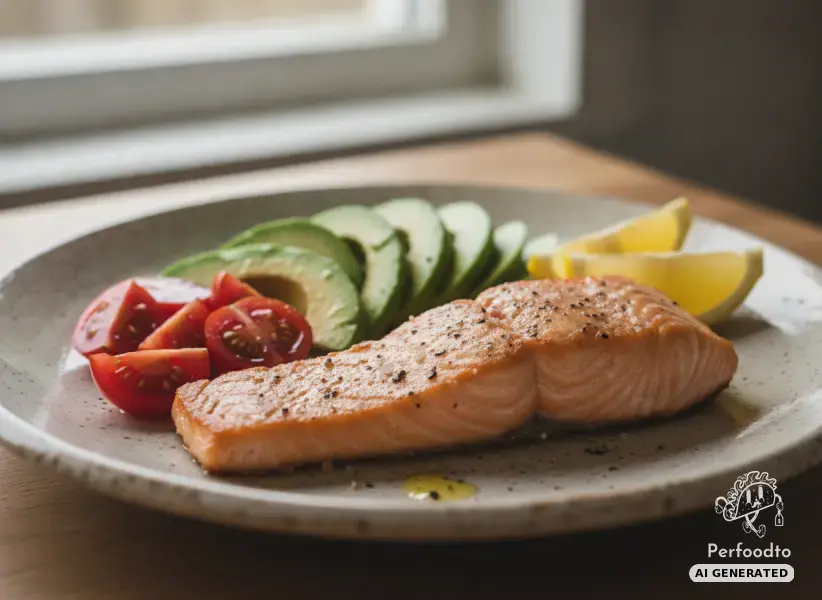 Gebratenes Lachsfilet mit Avocado und Cherrytomaten