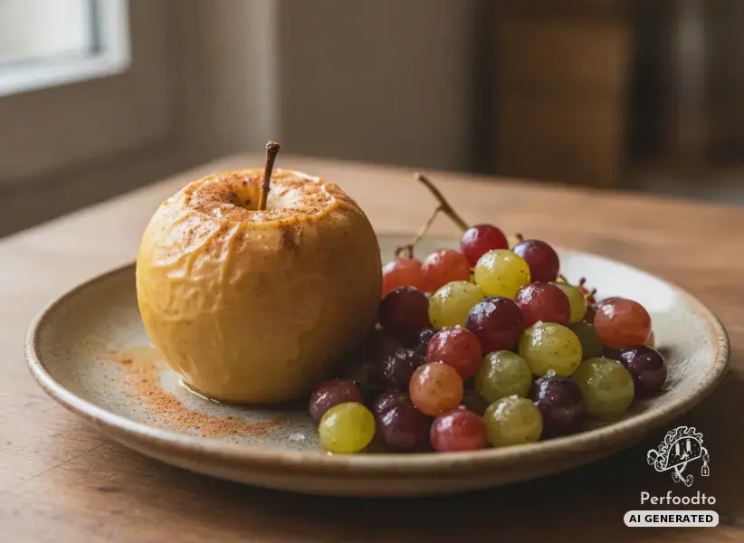 Warmer Ofenapfel und geröstete Trauben mit Zimt