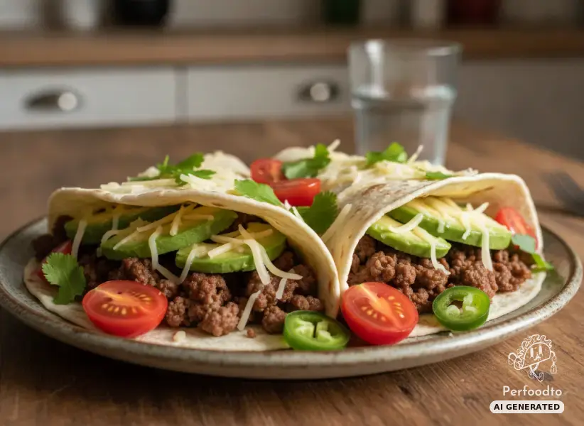 Stuffed tortillas with minced beef and avocado
