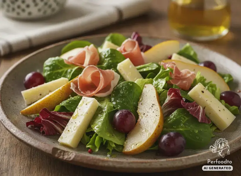 Autumn salad with pears and cheese
