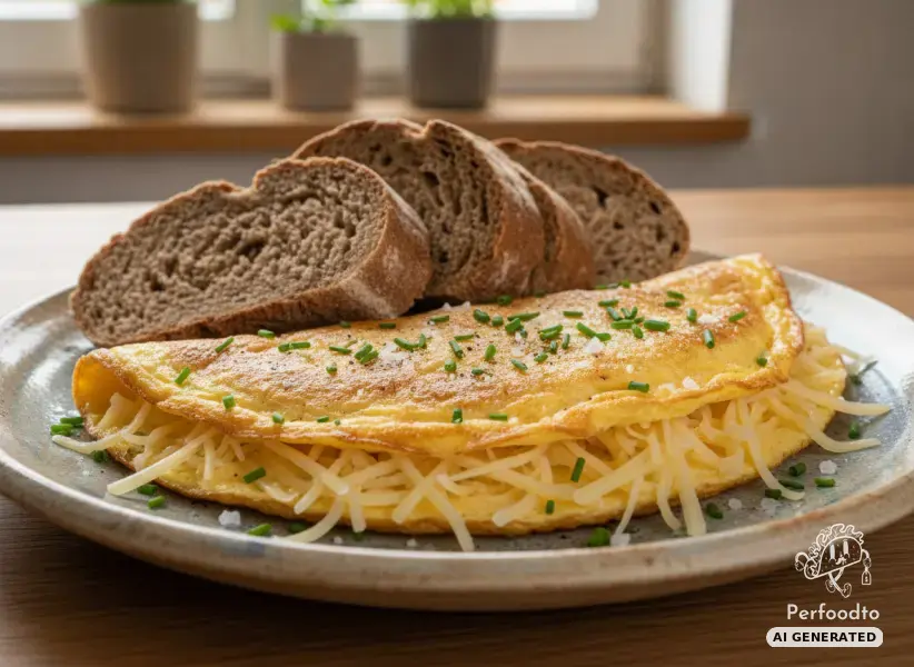 Cheese omelet with fresh bread