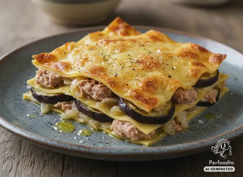 Überbackene Thunfisch Lasagne mit Melanzani