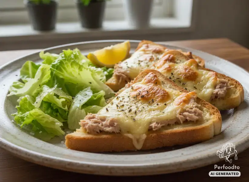 Überbackene Thunfisch-Toast-Ecken mit frischem Eissalat