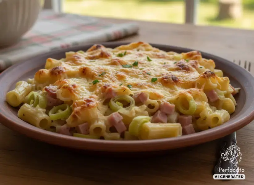 Pasta Bake with Leek and Diced Ham