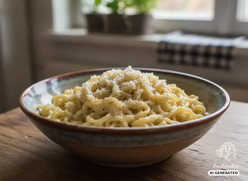 Creamy ramen noodles with mascarpone and cheese