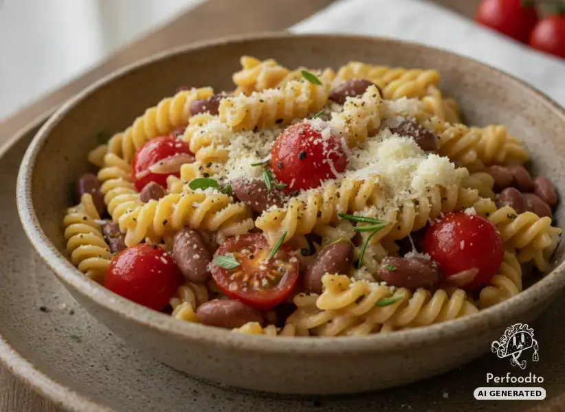 Creamy Pasta with Cherry Tomatoes and Pinto Beans