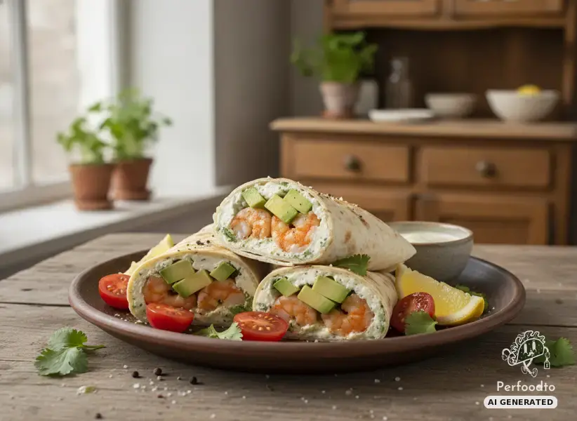 Wraps with King Prawns, Avocado and Cream Cheese