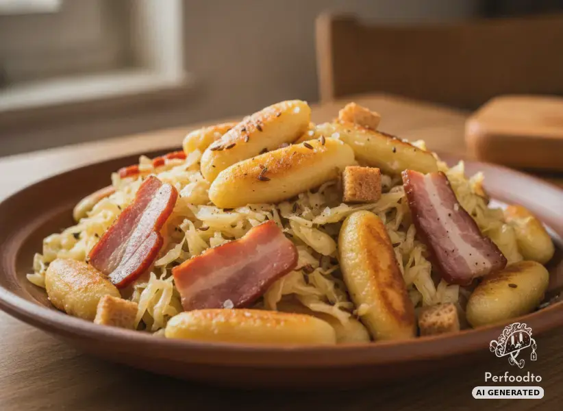 Tyrolean Potato Noodle Skillet with Bacon and Cabbage