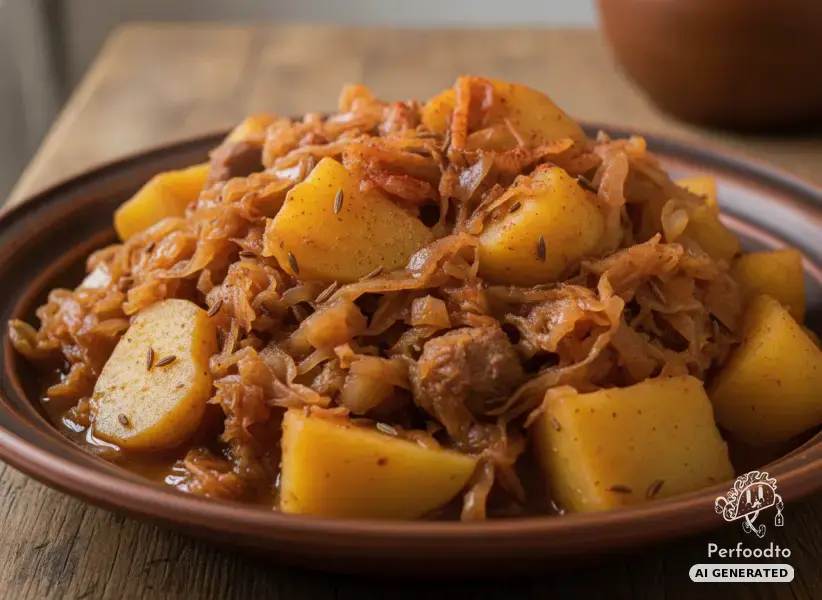 Deftiges veganes Sauerkraut Gulasch mit Erdäpfeln