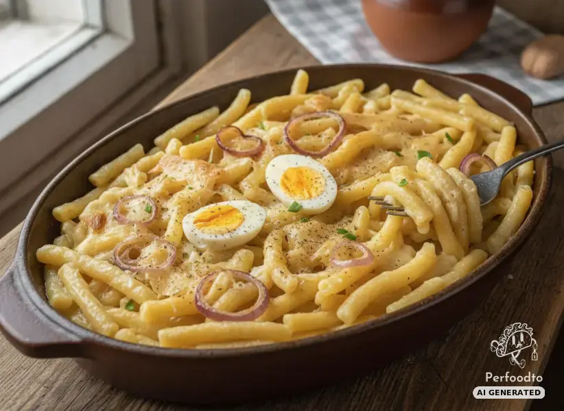 Käsespätzle Pfanne mit Vorarlberger Käse und Ei