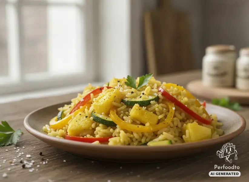 Fruity rice skillet with pineapple and pointed peppers