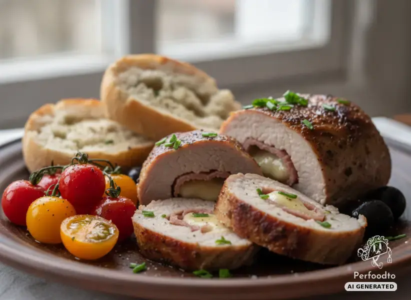 Stuffed pork tenderloin with ham and cheese