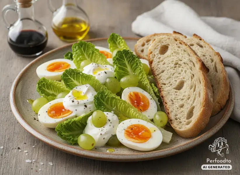 Romaine hearts with organic eggs and grapes