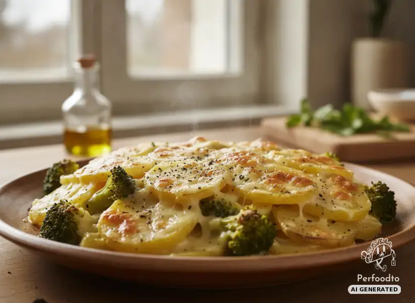 Erdäpfelgratin mit Brokkoli und Käse