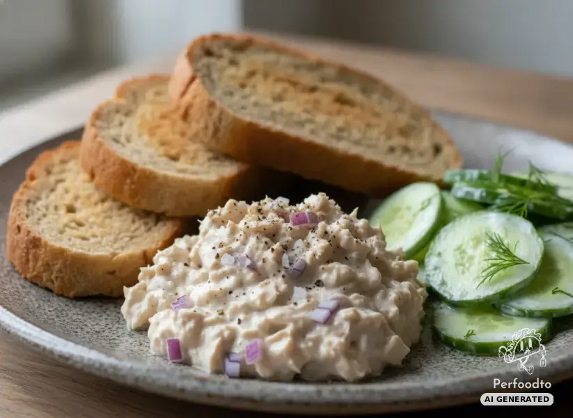 Tuna spread with protein bread and cucumber salad