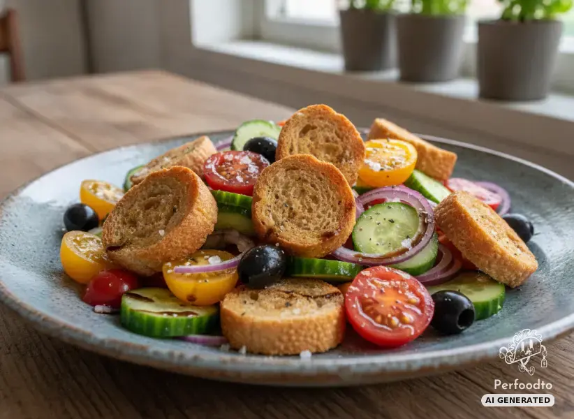 Knuspriger Brotsalat mit frischen Tomaten