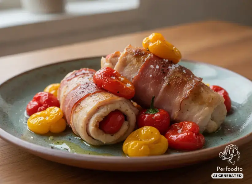 Turkey breast wrapped in ham with Peppersweet