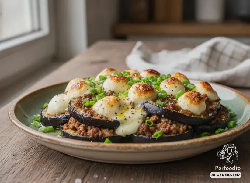 Überbackene Melanzani mit Faschiertem und Mozzarella