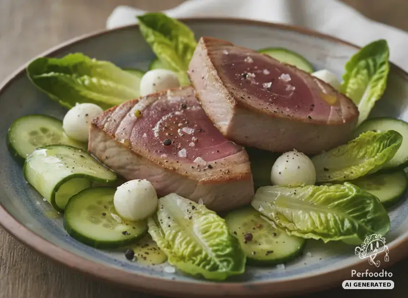 Thunfischsteak mit Gurke und Salatherzen
