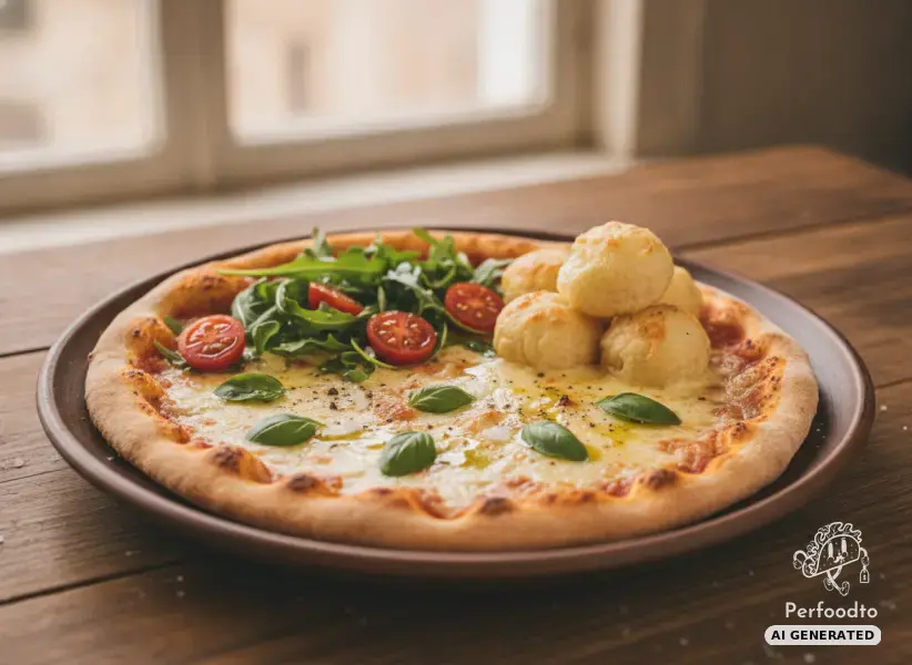 Stone oven pizza and piccolinis with arugula and tomatoes