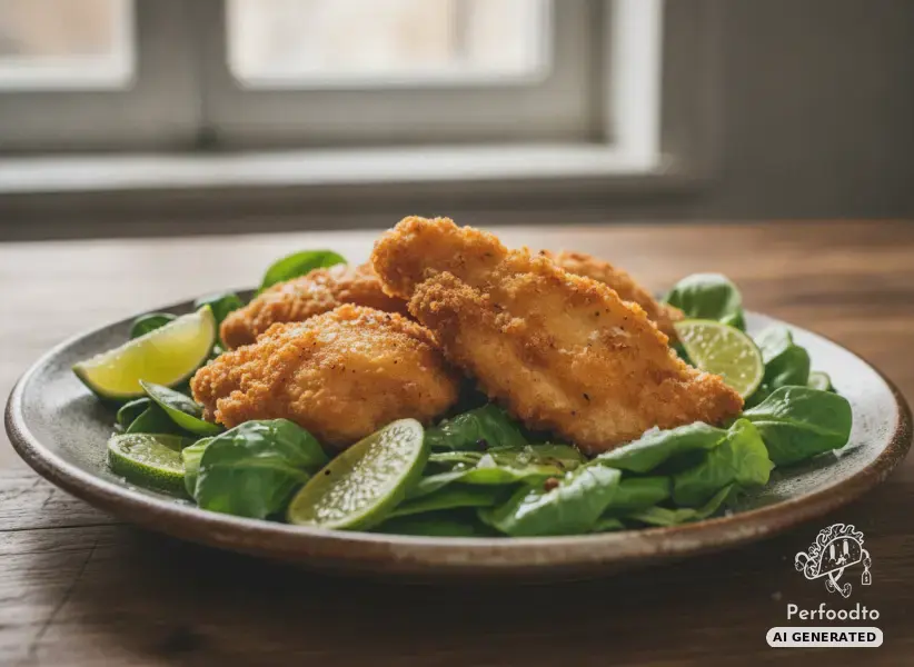 Traditionelles Wiener Backhendl auf grünem Salat