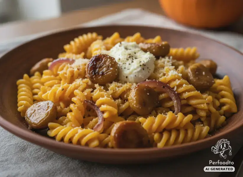 Cremige Kürbispasta mit gebratenen Maroni
